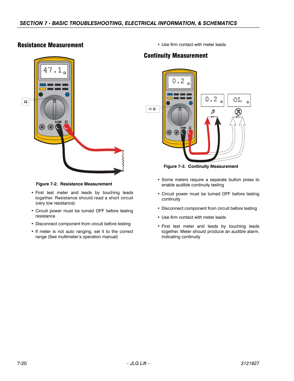 Resistance measurement, Continuity measurement, Resistance measurement -20 | Continuity measurement -20 | JLG M400 Service Manual Service Manual User Manual | Page 234 / 258