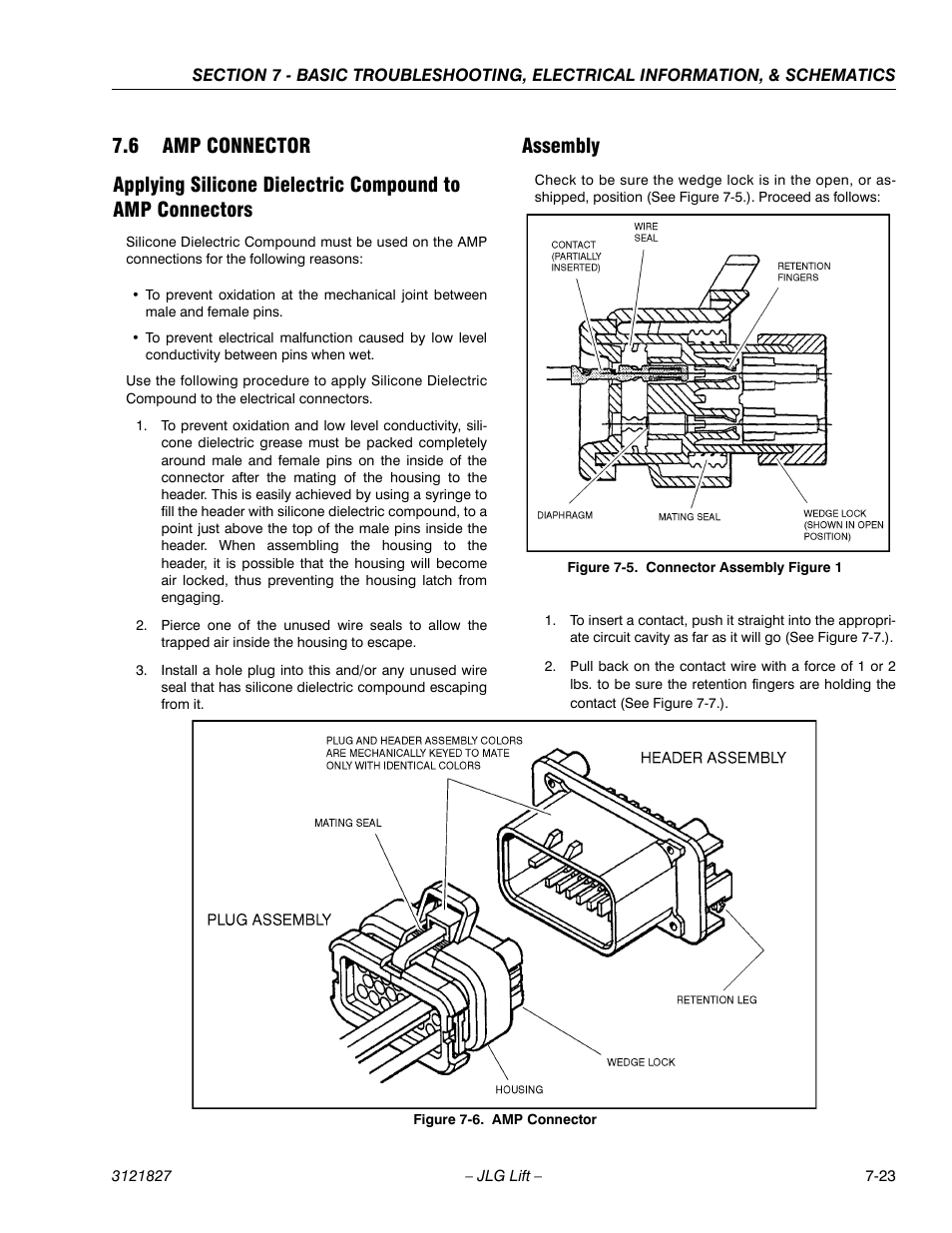 6 amp connector, Assembly, Amp connector -23 | Connector assembly figure 1 -23 | JLG M400 Service Manual Service Manual User Manual | Page 237 / 258