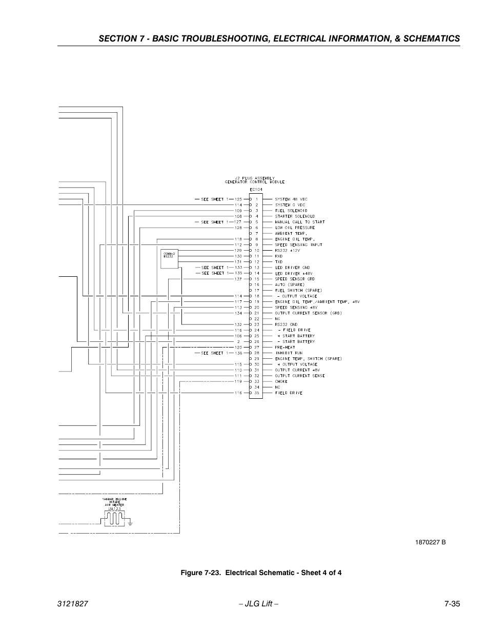 Electrical schematic - sheet 4 of 4 -35 | JLG M400 Service Manual Service Manual User Manual | Page 249 / 258