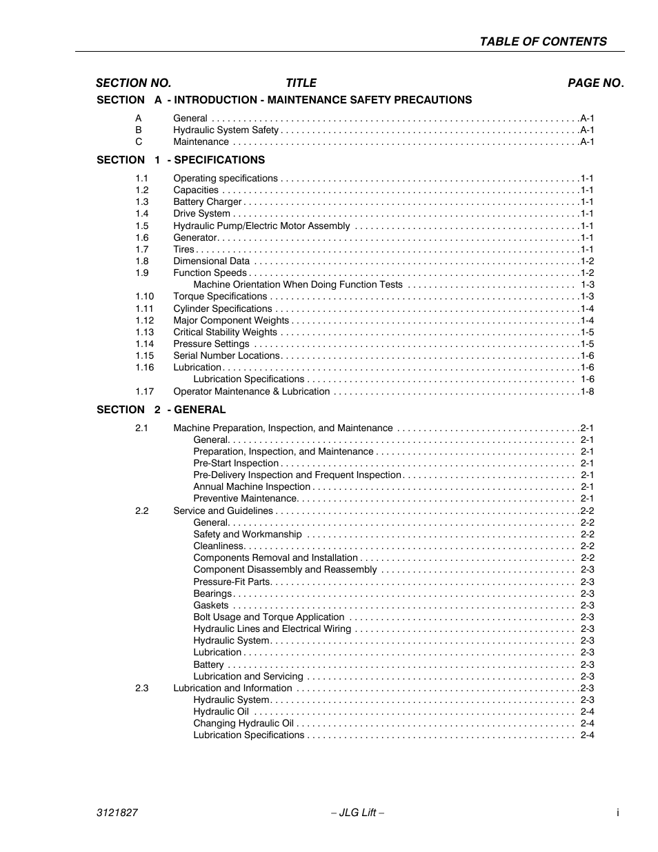 JLG M400 Service Manual Service Manual User Manual | Page 5 / 258