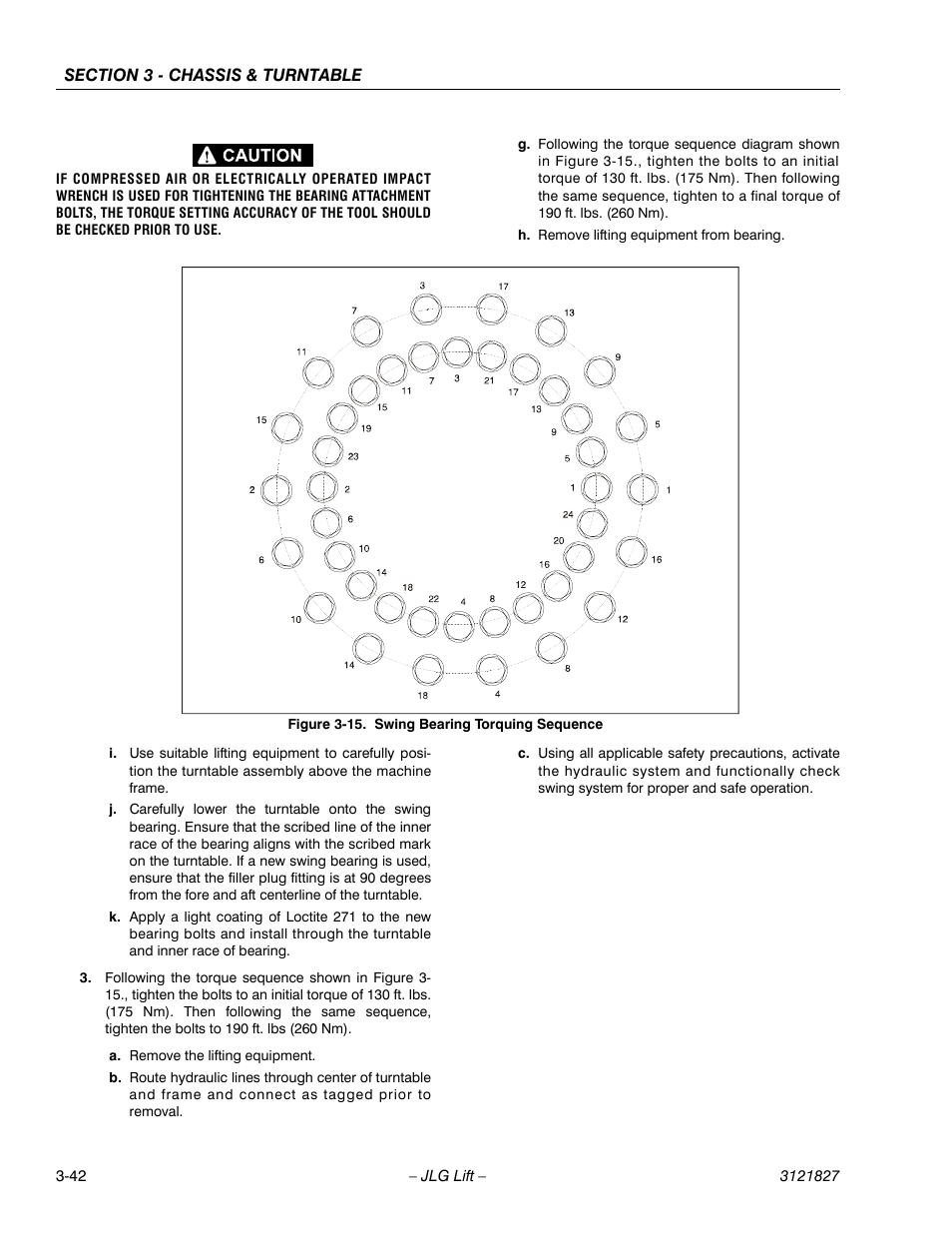 Swing bearing torquing sequence -42 | JLG M400 Service Manual Service Manual User Manual | Page 84 / 258