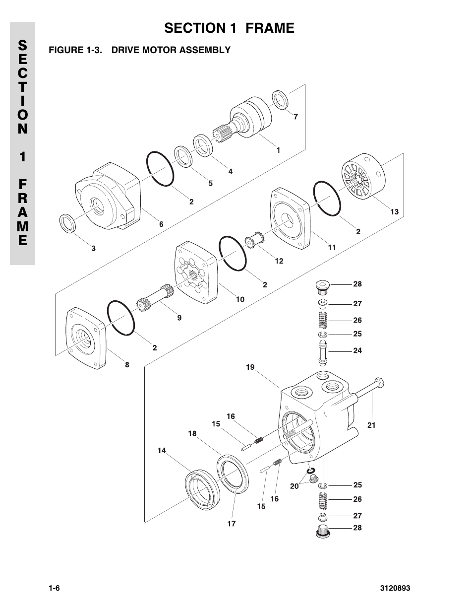 Figure 1-3. drive motor assembly, Drive motor assembly -6 | JLG 26MRT Parts Manual User Manual | Page 12 / 130