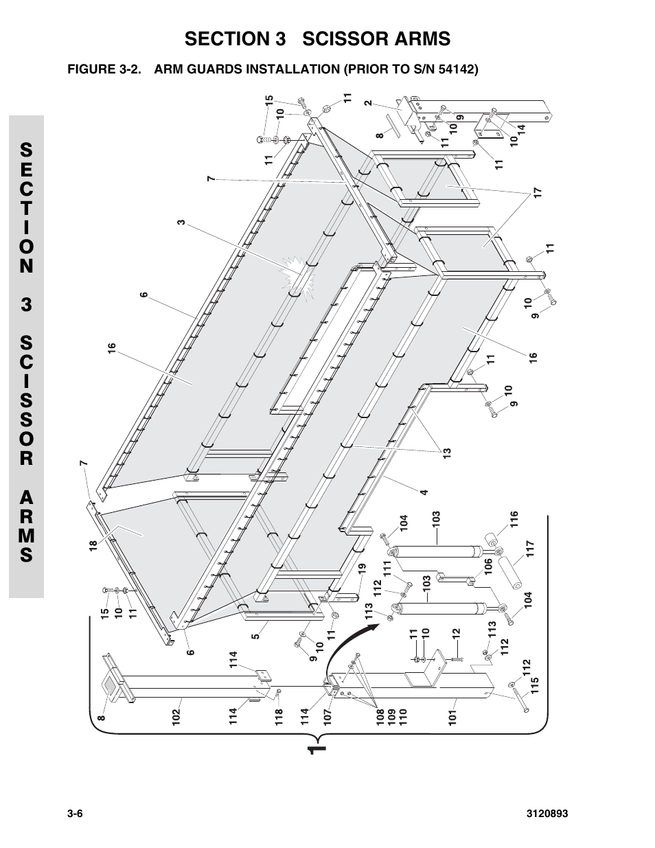 Arm guards installation (prior to s/n 54142) -6 | JLG 26MRT Parts Manual User Manual | Page 62 / 130