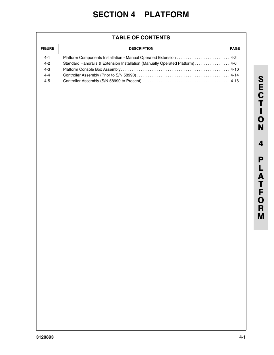 Section 4 platform, Section 4 - platform -1 | JLG 26MRT Parts Manual User Manual | Page 69 / 130