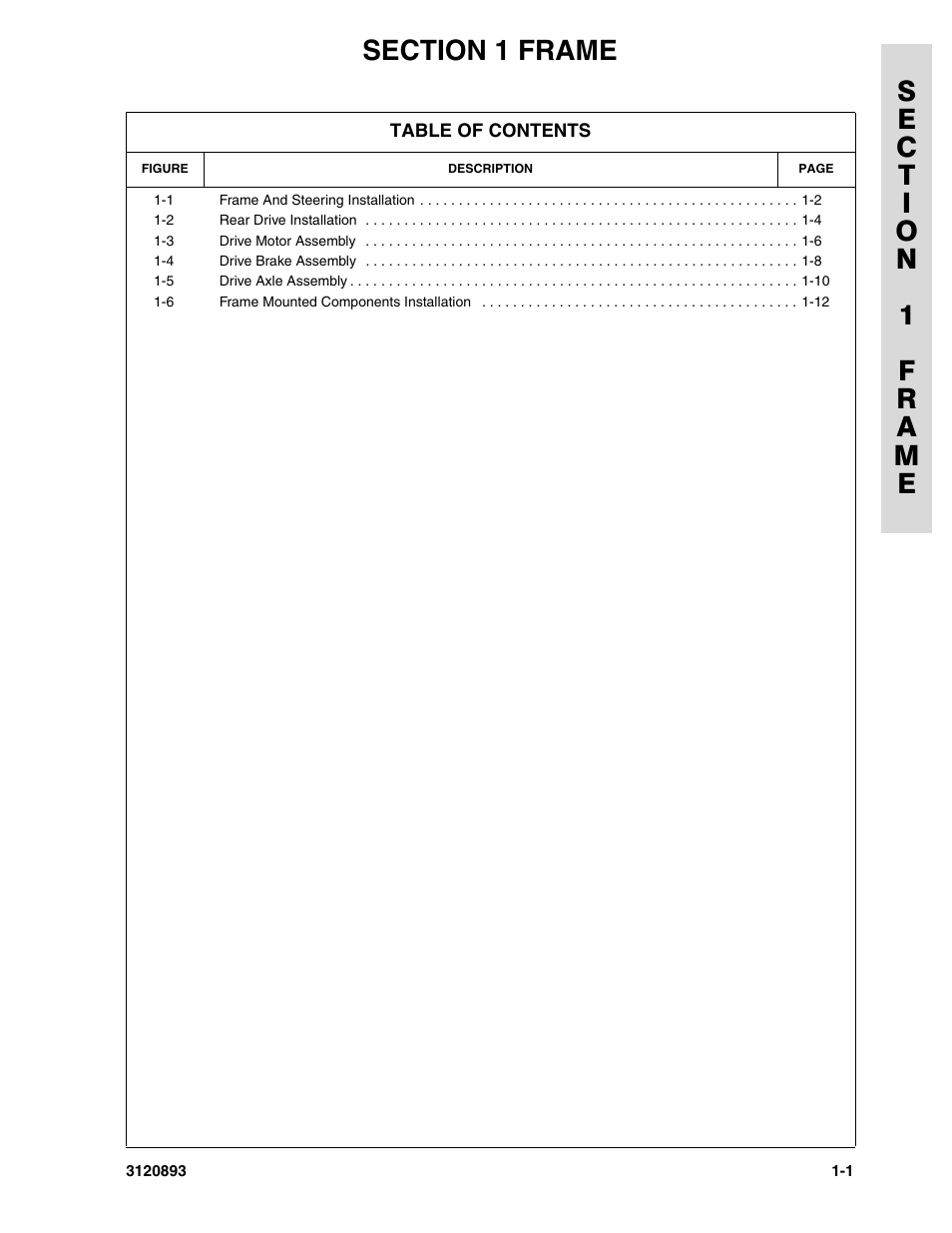 Section 1 frame, Section 1 - frame -1 | JLG 26MRT Parts Manual User Manual | Page 7 / 130