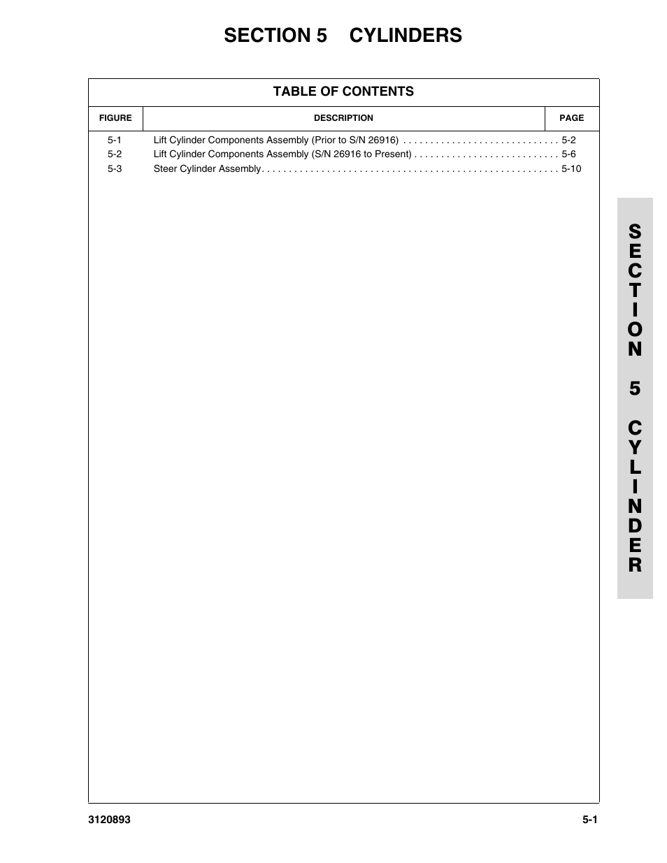 Section 5 cylinders, Section 5 - cylinders -1 | JLG 26MRT Parts Manual User Manual | Page 87 / 130