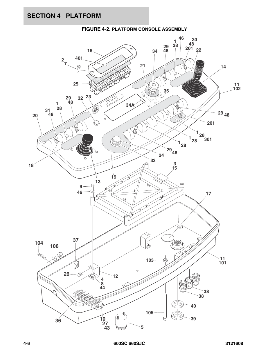 Figure 4-2. platform console assembly | JLG 600SC_660SJC Parts Manual User Manual | Page 140 / 226