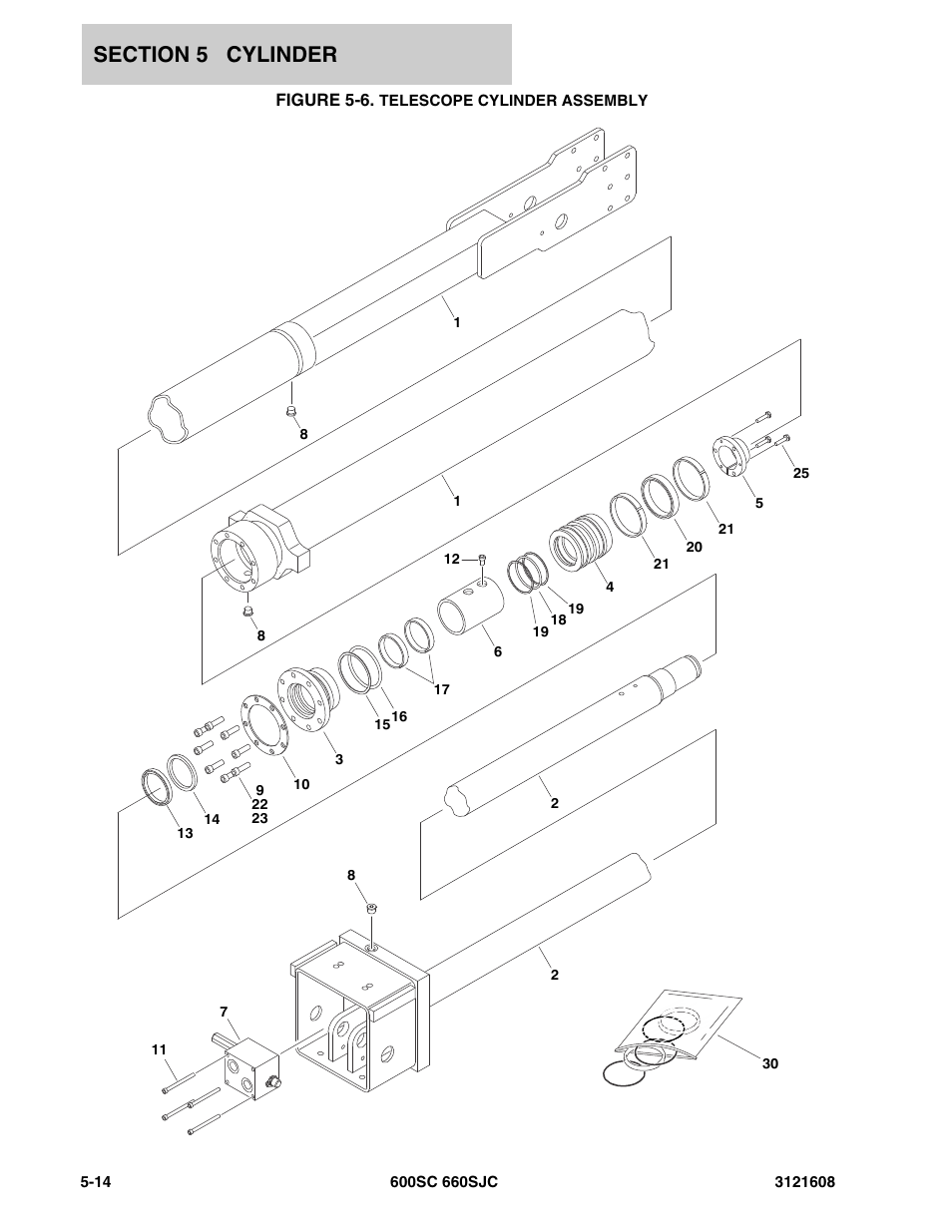 Figure 5-6. telescope cylinder assembly | JLG 600SC_660SJC Parts Manual User Manual | Page 162 / 226