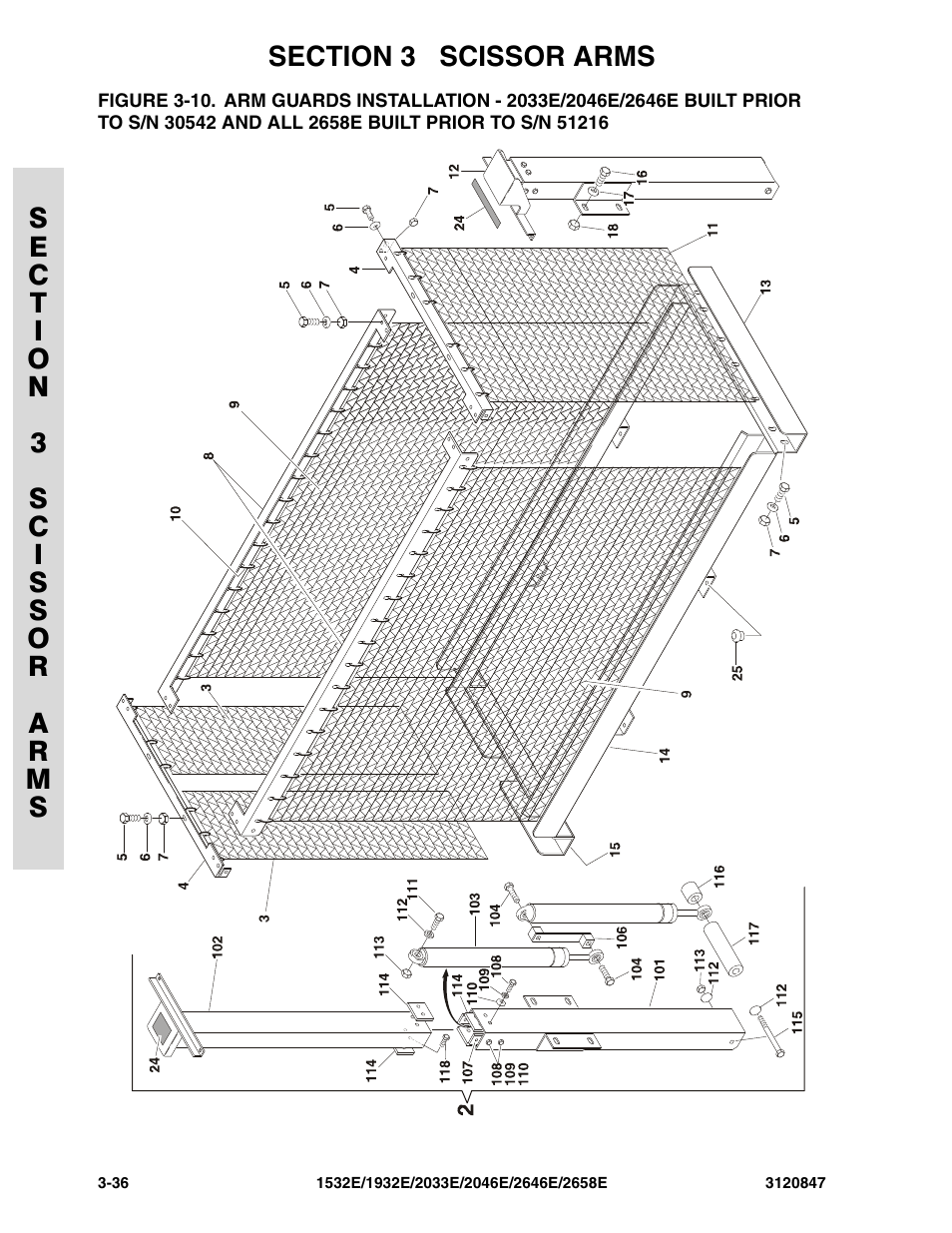 And all 2658e built prior to s/n 51216 -36 | JLG 2658E Parts Manual User Manual | Page 110 / 244