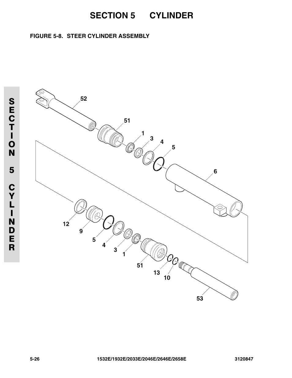 Figure 5-8. steer cylinder assembly, Steer cylinder assembly -26 | JLG 2658E Parts Manual User Manual | Page 182 / 244