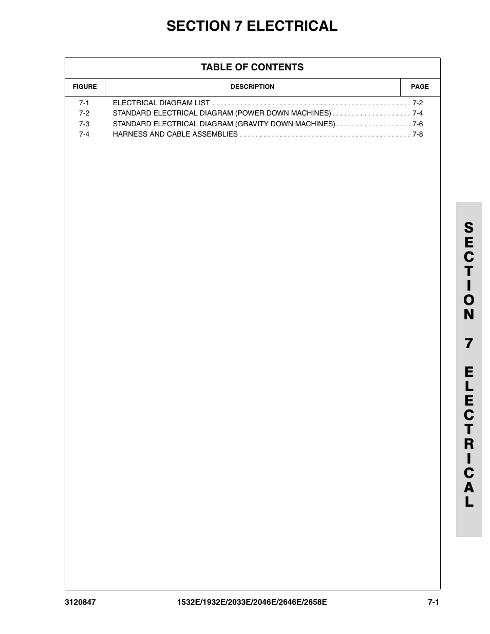 Section 7 electrical, Section 7 - electrical -1 | JLG 2658E Parts Manual User Manual | Page 195 / 244