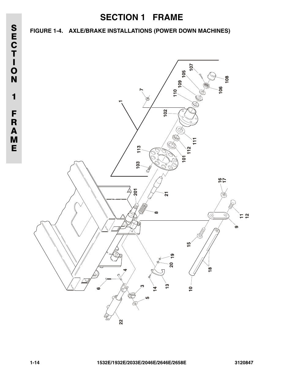 Axle/brake installations (power down machines) -14 | JLG 2658E Parts Manual User Manual | Page 20 / 244
