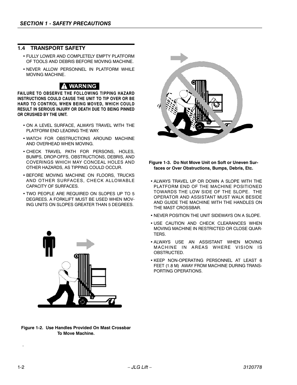 4 transport safety, Transport safety -2 | JLG 15ELI Operator Manual User Manual | Page 14 / 50
