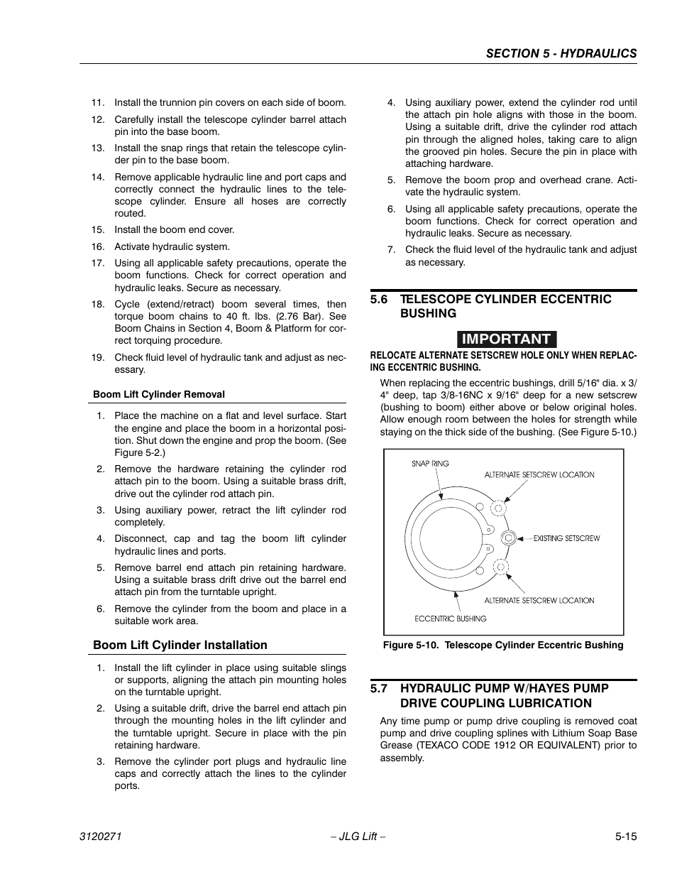 Important | JLG 80HX_HX+6_HXER ANSI Service Manual User Manual | Page 107 / 176