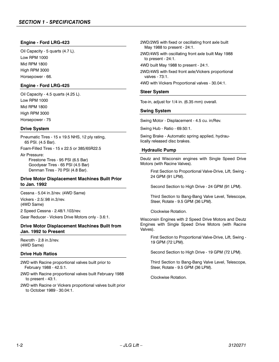 JLG 80HX_HX+6_HXER ANSI Service Manual User Manual | Page 14 / 176