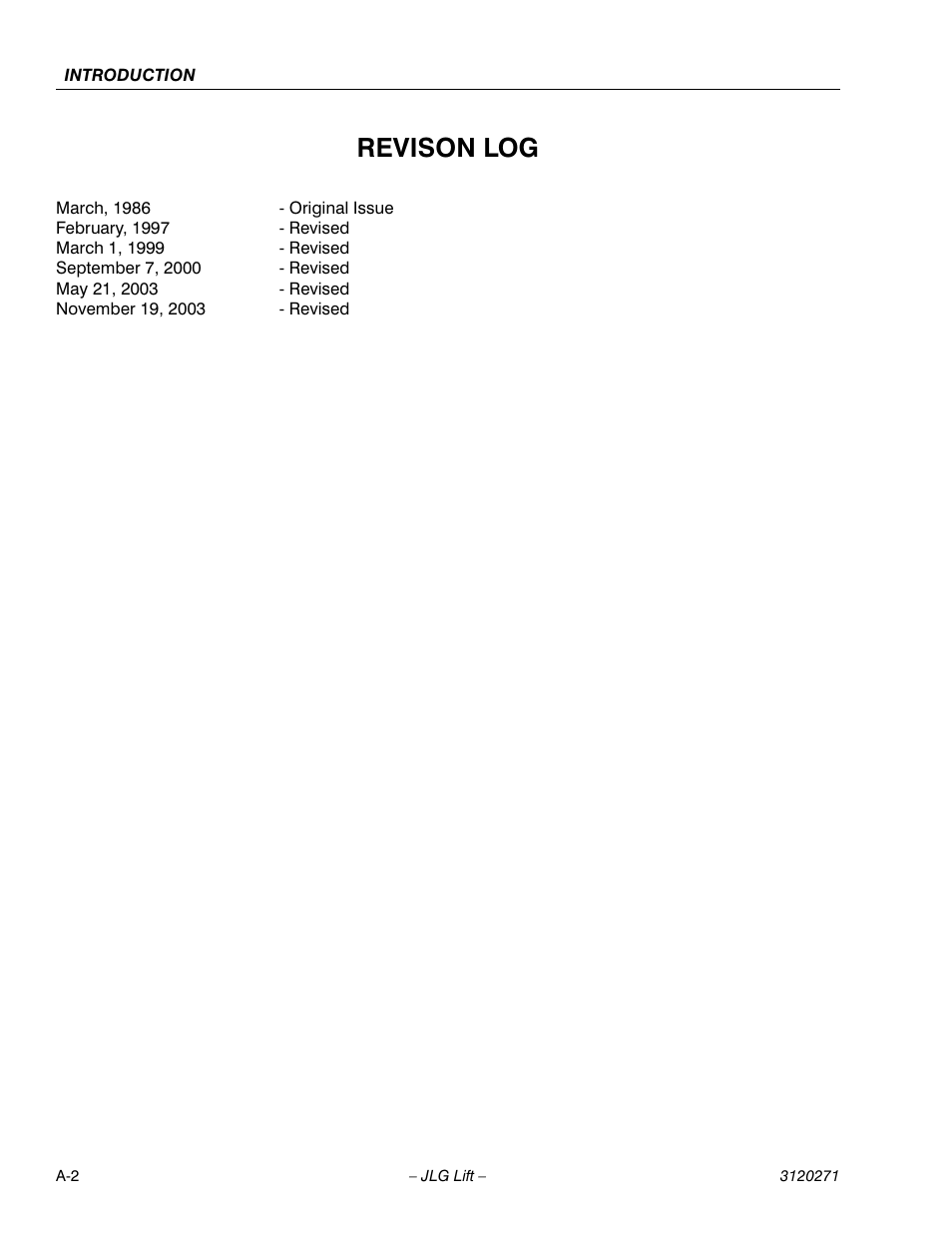 Revison log | JLG 80HX_HX+6_HXER ANSI Service Manual User Manual | Page 4 / 176