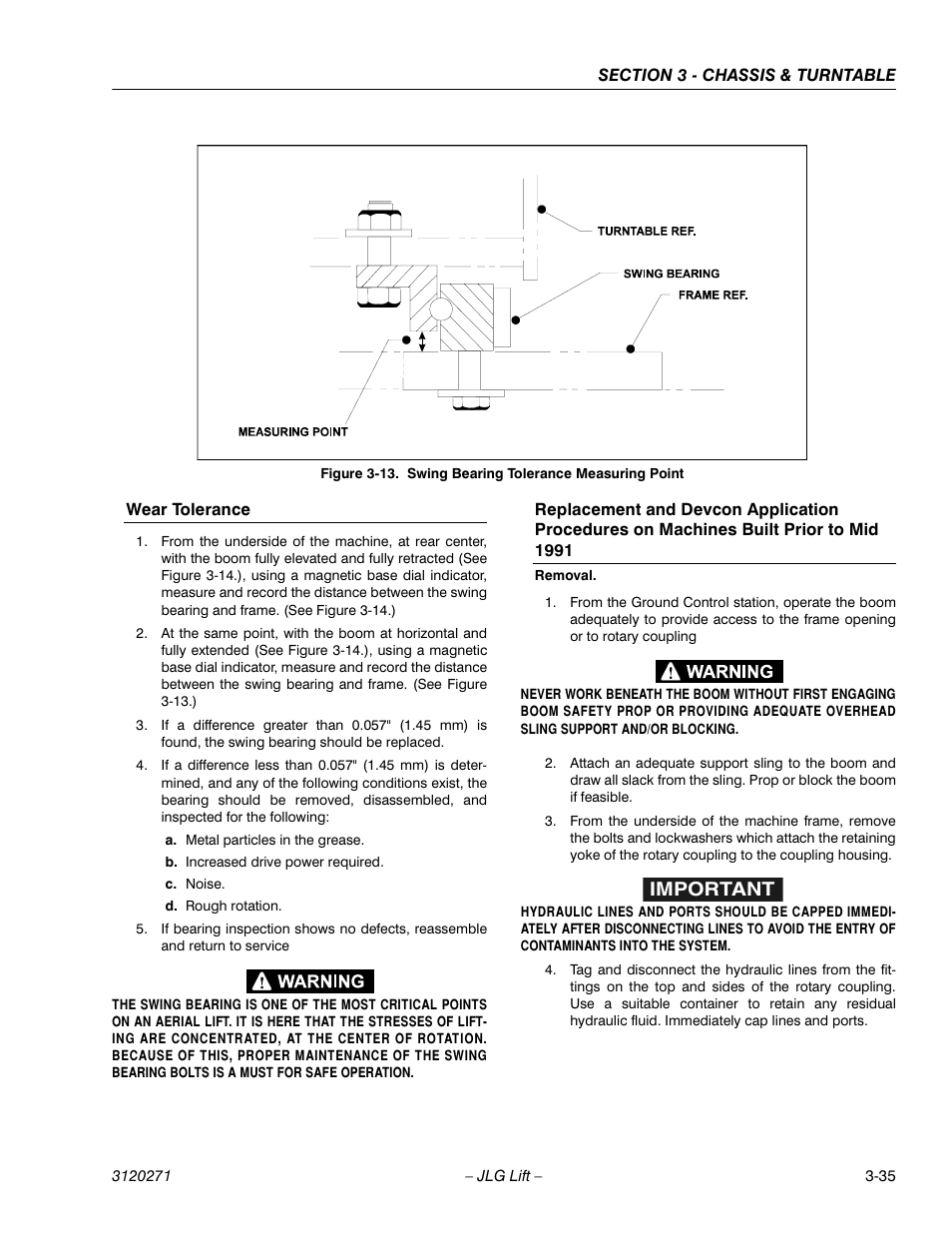 Important | JLG 80HX_HX+6_HXER ANSI Service Manual User Manual | Page 73 / 176