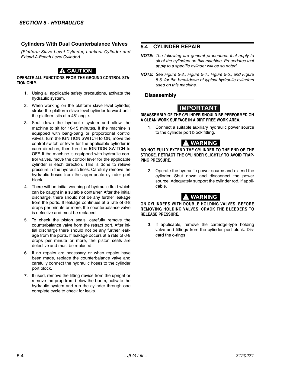 Important | JLG 80HX_HX+6_HXER ANSI Service Manual User Manual | Page 96 / 176