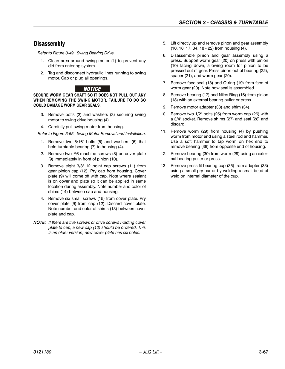 Disassembly, Disassembly -67 | JLG 450A_AJ Series II Service Manual User Manual | Page 117 / 472