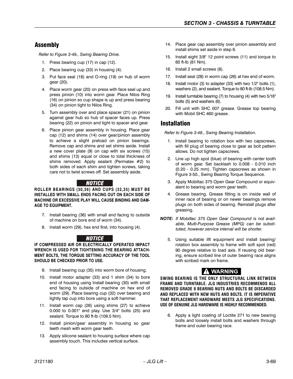 Assembly, Installation, Assembly -69 installation -69 | JLG 450A_AJ Series II Service Manual User Manual | Page 119 / 472