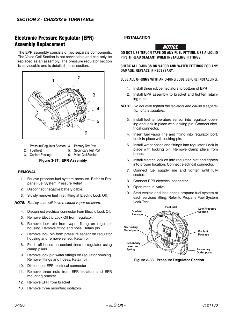 Epr assembly -128, Pressure regulator section -128 | JLG 450A_AJ Series II Service Manual User Manual | Page 178 / 472