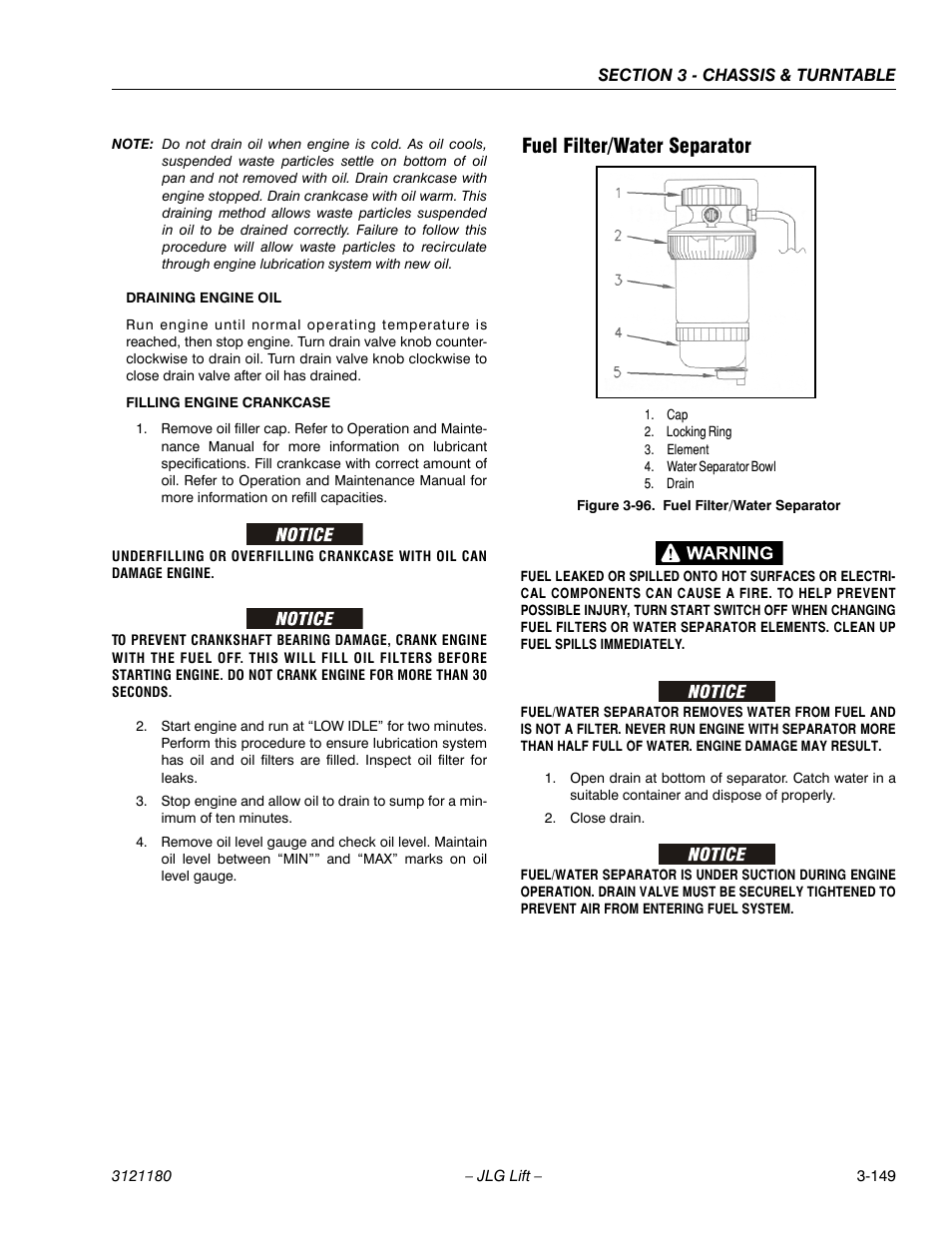 Fuel filter/water separator, Fuel filter/water separator -149 | JLG 450A_AJ Series II Service Manual User Manual | Page 199 / 472