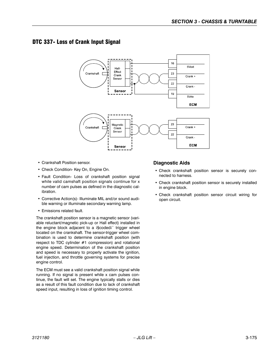 Dtc 337- loss of crank input signal, Dtc 337- loss of crank input signal -175 | JLG 450A_AJ Series II Service Manual User Manual | Page 225 / 472