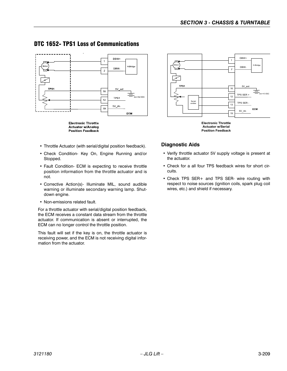 Dtc 1652- tps1 loss of communications, Dtc 1652- tps1 loss of communications -209, Diagnostic aids | JLG 450A_AJ Series II Service Manual User Manual | Page 259 / 472