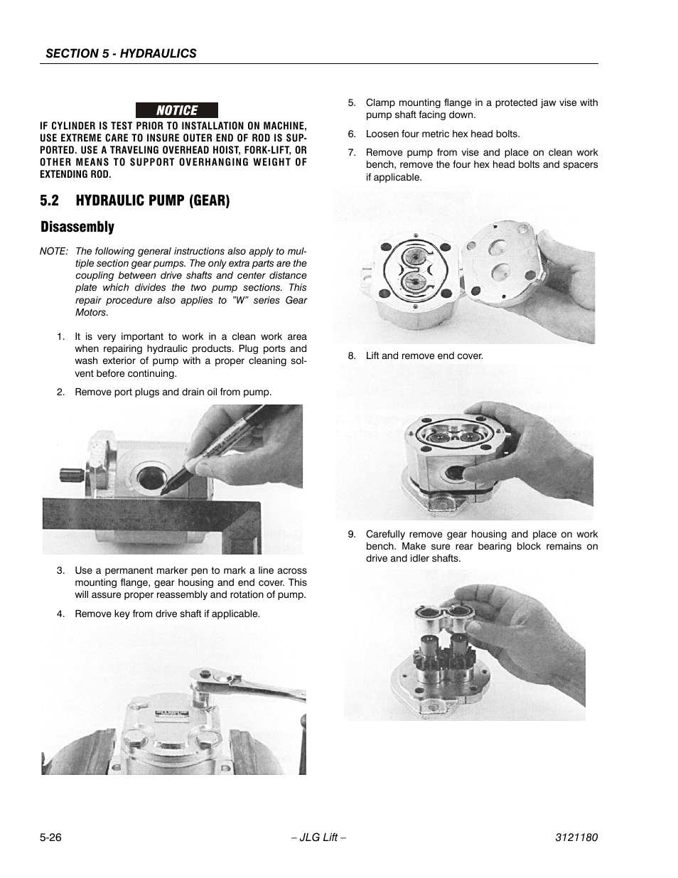 2 hydraulic pump (gear), Disassembly, Hydraulic pump (gear) -26 | Disassembly -26, 2 hydraulic pump (gear) disassembly | JLG 450A_AJ Series II Service Manual User Manual | Page 316 / 472