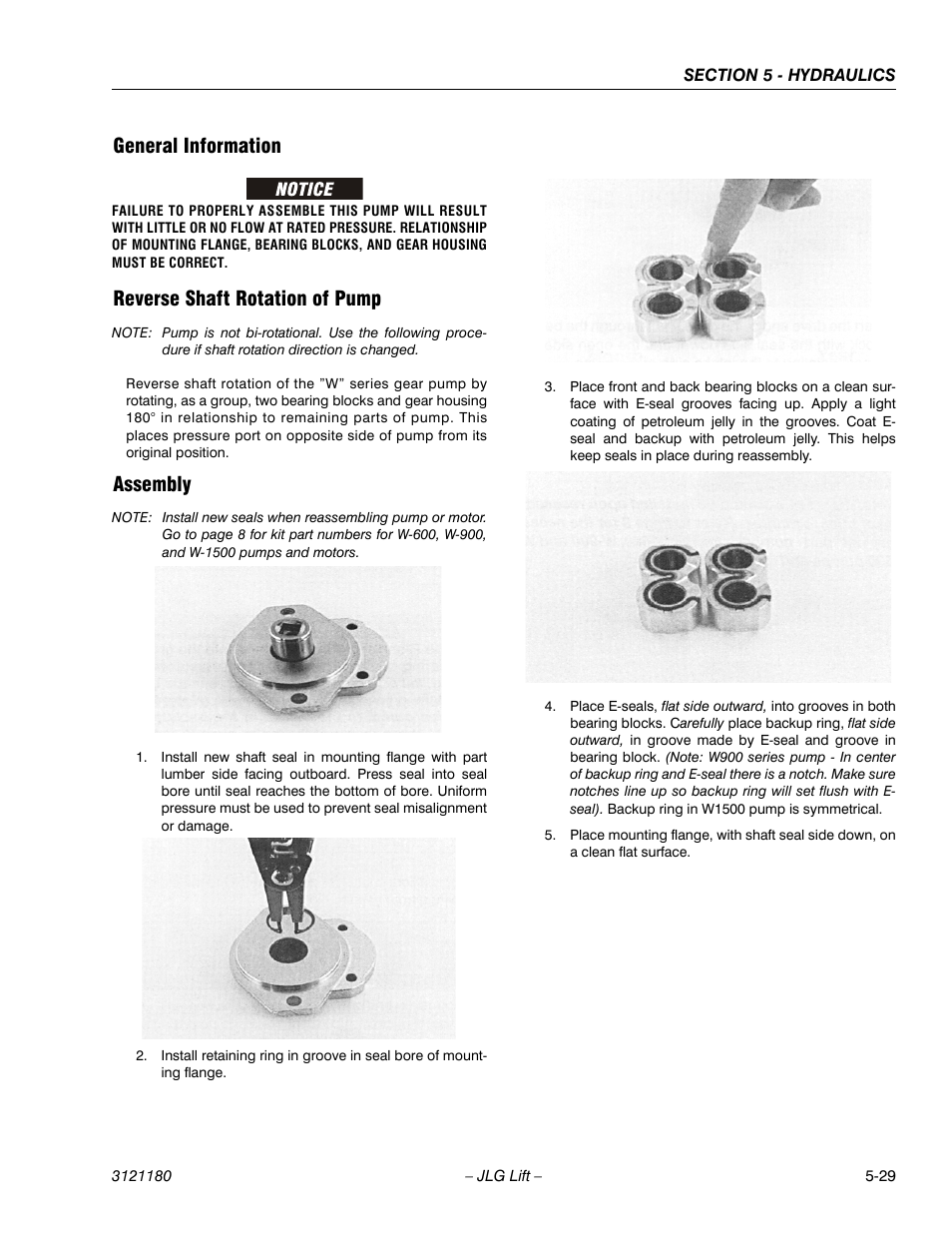 General information, Reverse shaft rotation of pump, Assembly | General information -29, Reverse shaft rotation of pump -29 assembly -29 | JLG 450A_AJ Series II Service Manual User Manual | Page 319 / 472