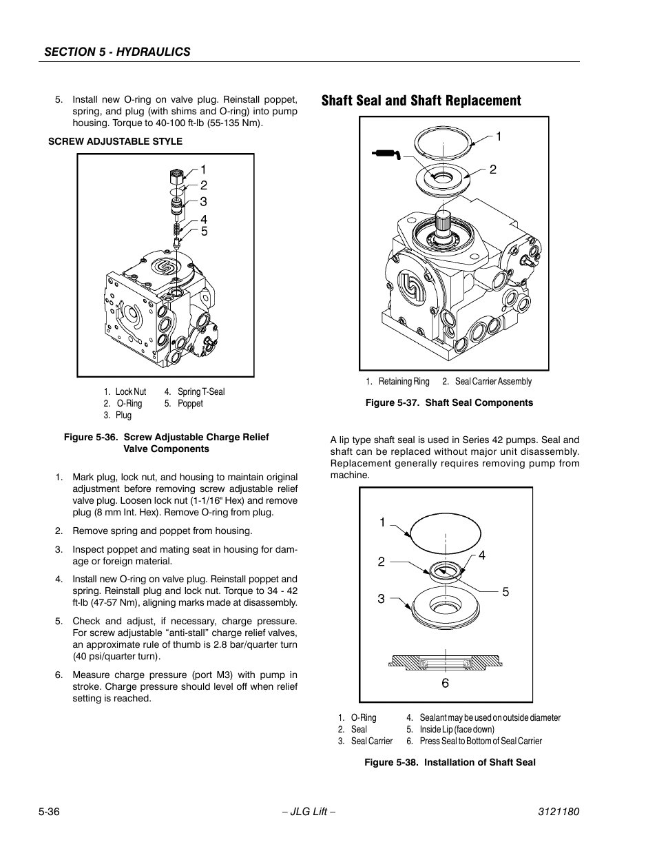 Shaft seal and shaft replacement, Shaft seal and shaft replacement -36, Shaft seal components -36 | Installation of shaft seal -36 | JLG 450A_AJ Series II Service Manual User Manual | Page 326 / 472