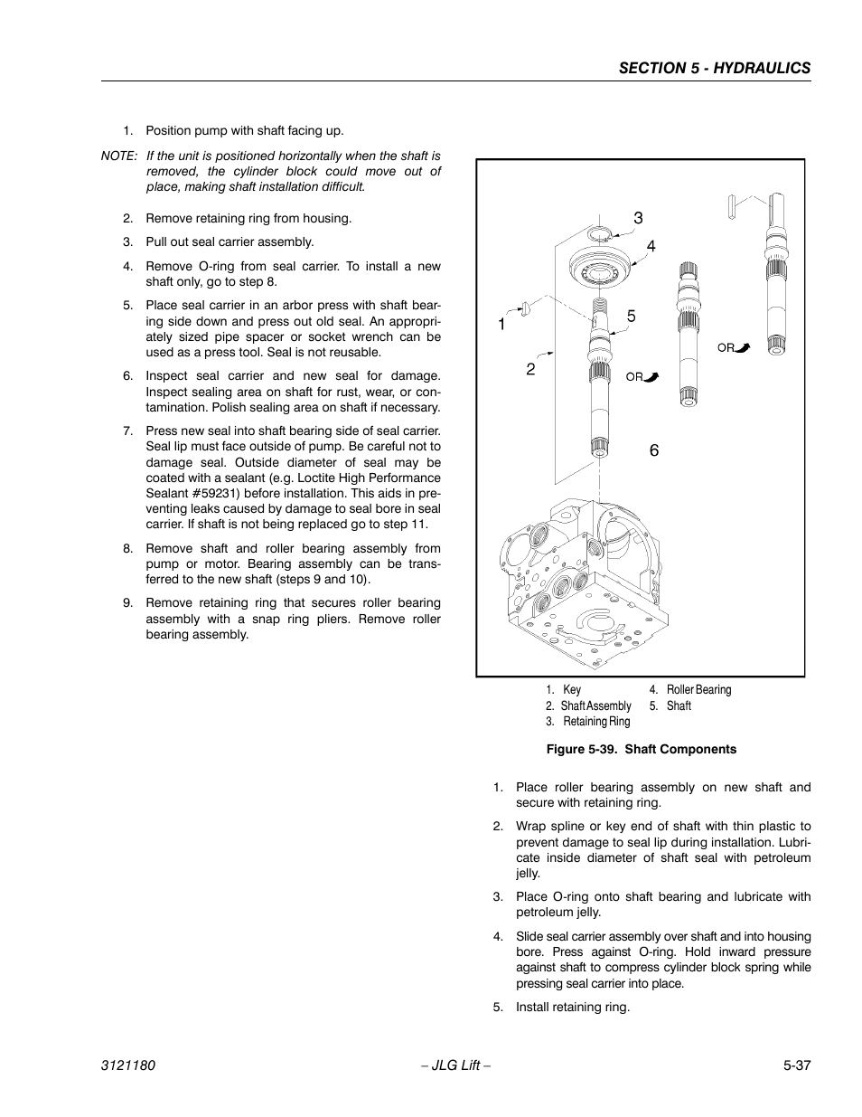 Shaft components -37 | JLG 450A_AJ Series II Service Manual User Manual | Page 327 / 472