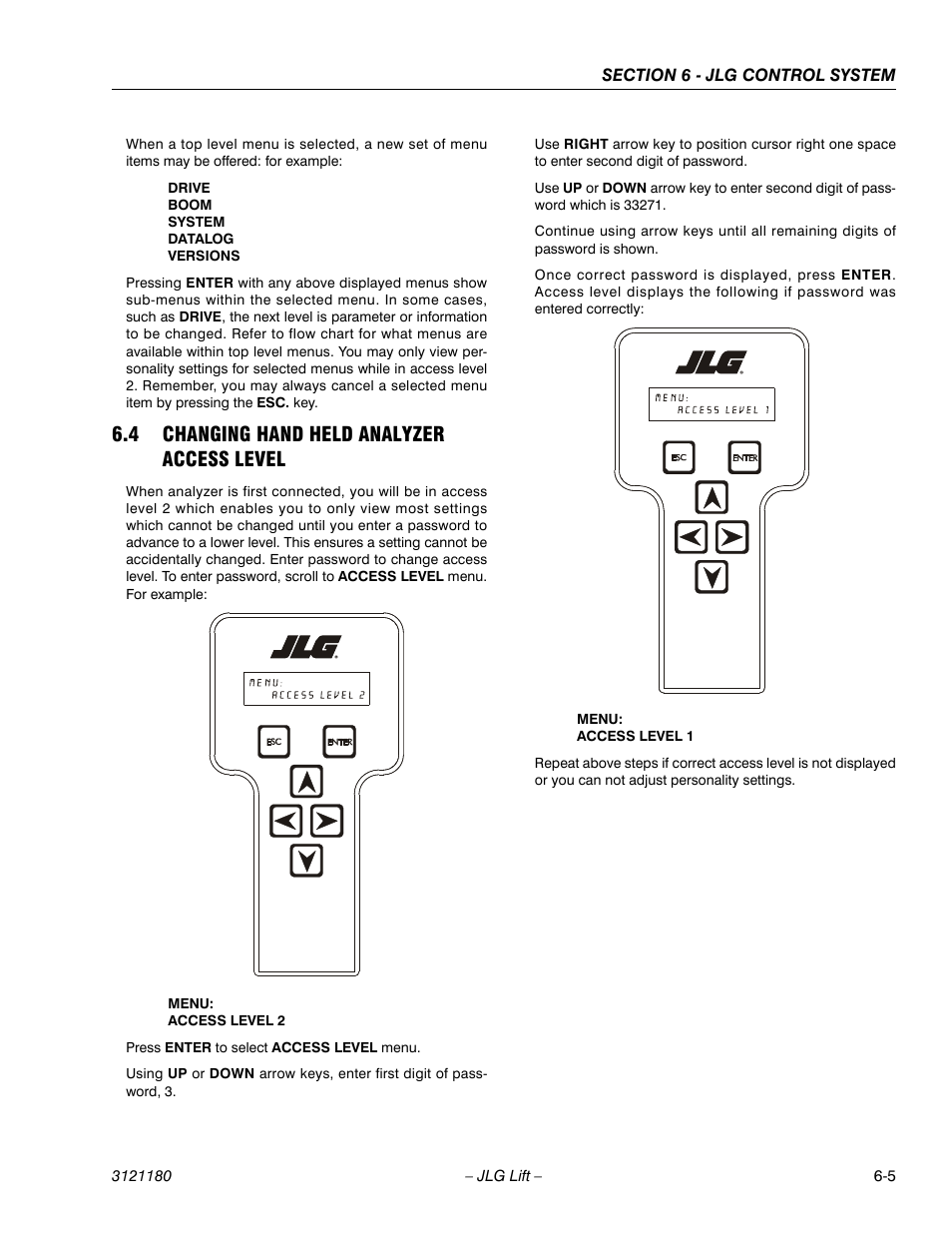 4 changing hand held analyzer access level, Changing hand held analyzer access level -5 | JLG 450A_AJ Series II Service Manual User Manual | Page 341 / 472