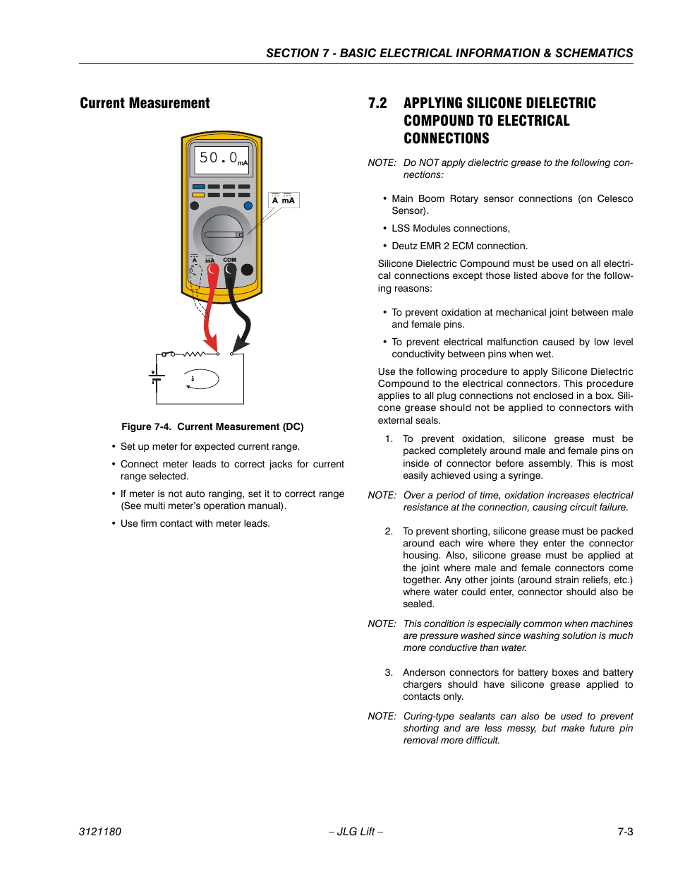 Current measurement, Current measurement -3, Current measurement (dc) -3 | JLG 450A_AJ Series II Service Manual User Manual | Page 419 / 472