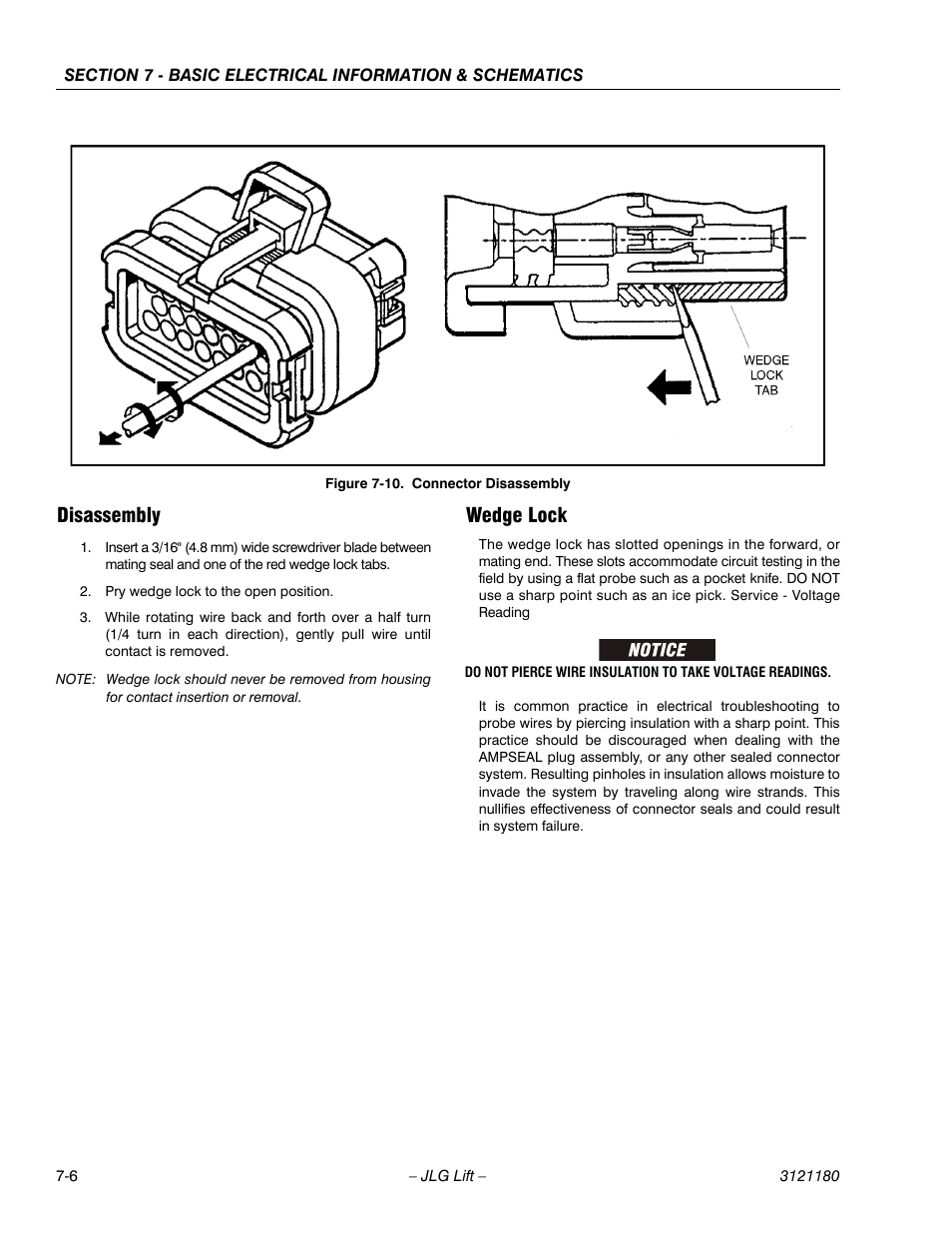 Disassembly, Wedge lock, Disassembly -6 wedge lock -6 | Connector disassembly -6 | JLG 450A_AJ Series II Service Manual User Manual | Page 422 / 472