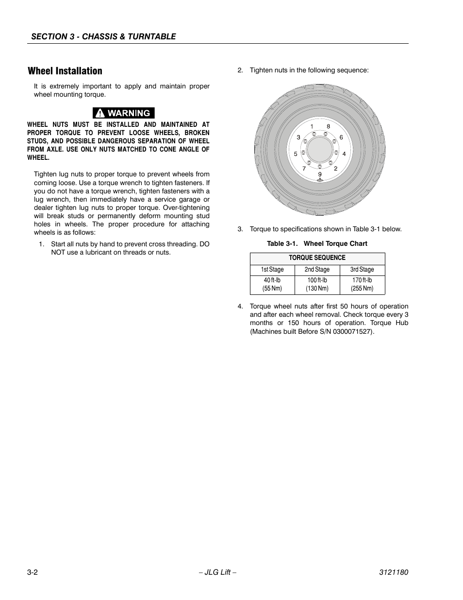 Wheel installation, Wheel installation -2, Wheel torque chart -2 | JLG 450A_AJ Series II Service Manual User Manual | Page 52 / 472