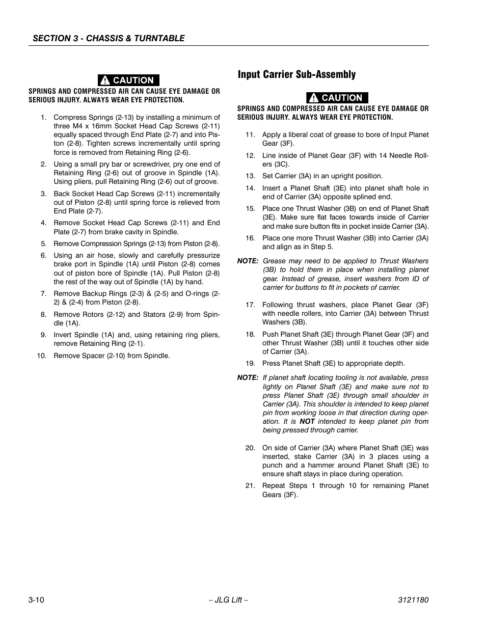 Input carrier sub-assembly, Input carrier sub-assembly -10 | JLG 450A_AJ Series II Service Manual User Manual | Page 60 / 472