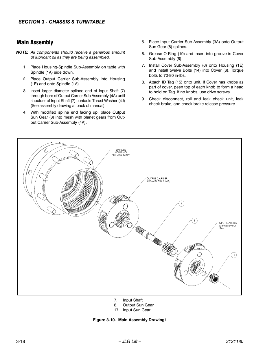 Main assembly, Main assembly -18, Main assembly drawing1 -18 | JLG 450A_AJ Series II Service Manual User Manual | Page 68 / 472
