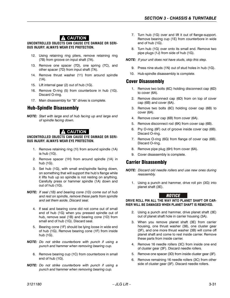 Hub-spindle disassembly, Cover disassembly, Carrier disassembly | JLG 450A_AJ Series II Service Manual User Manual | Page 81 / 472