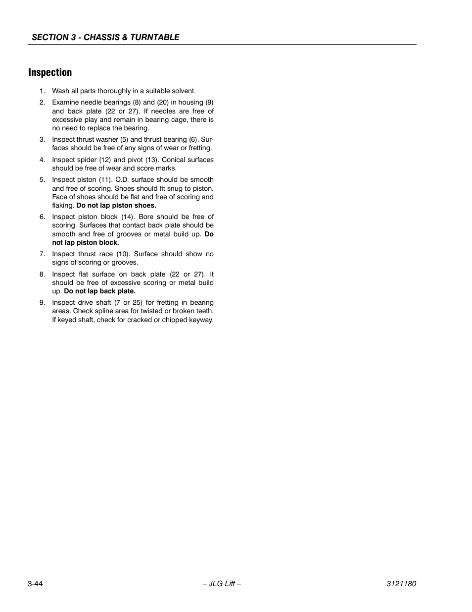 Inspection, Inspection -44 | JLG 450A_AJ Series II Service Manual User Manual | Page 94 / 472