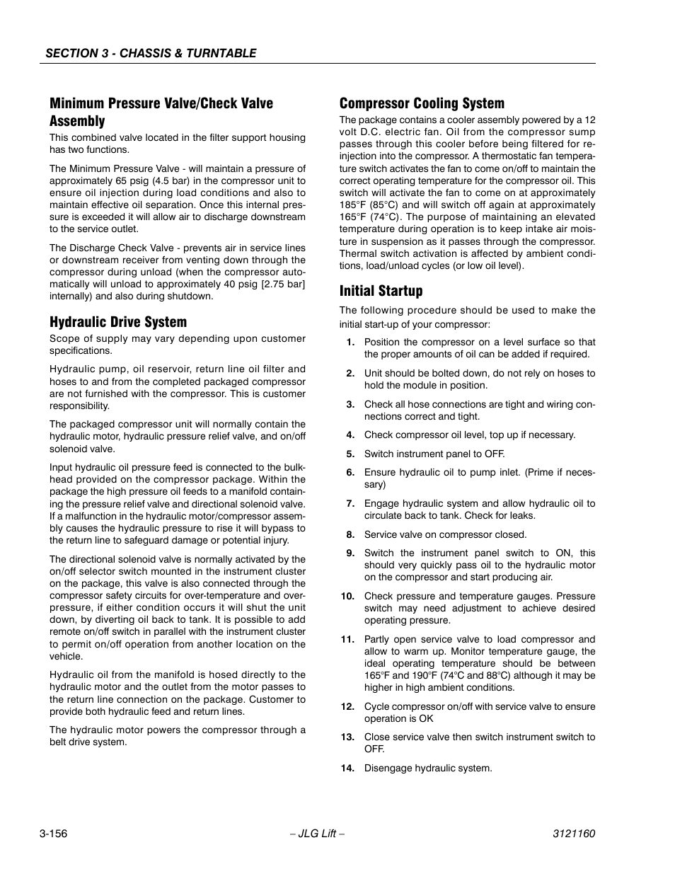 Minimum pressure valve/check valve assembly, Hydraulic drive system, Compressor cooling system | Initial startup | JLG 740AJ Service Manual User Manual | Page 208 / 408