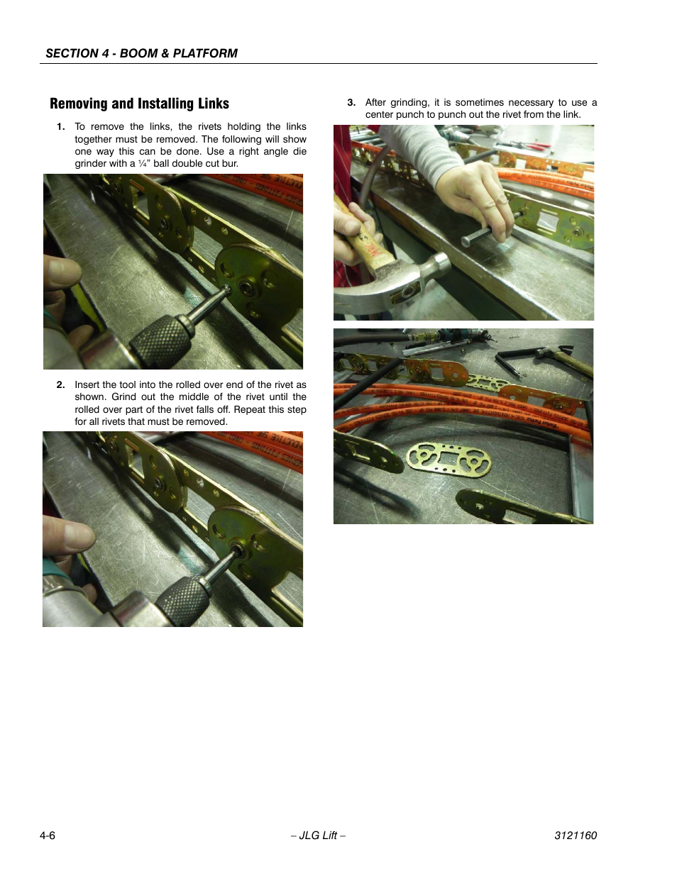 Removing and installing links, Removing and installing links -6 | JLG 740AJ Service Manual User Manual | Page 222 / 408