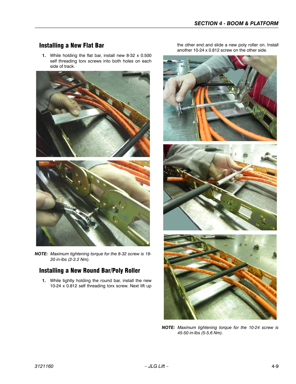 Installing a new flat bar, Installing a new round bar/poly roller | JLG 740AJ Service Manual User Manual | Page 225 / 408