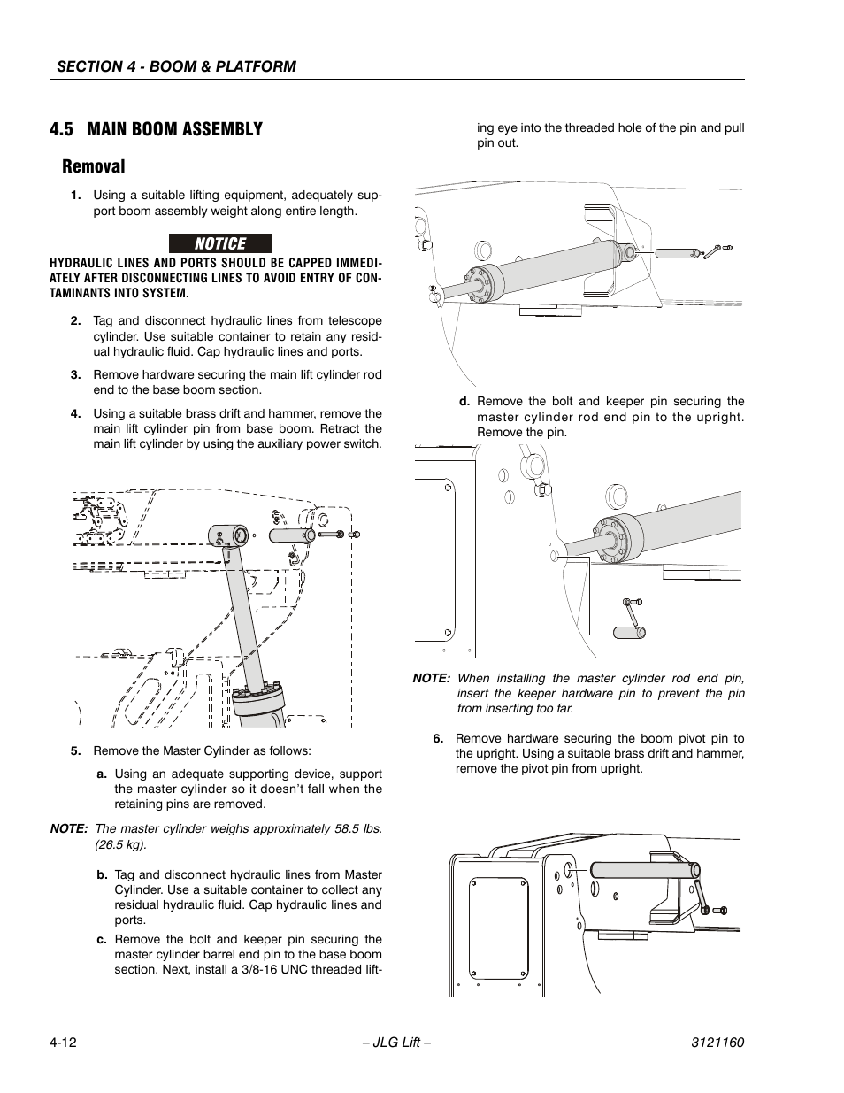 5 main boom assembly, Removal, Main boom assembly -12 | Removal -12, 5 main boom assembly removal | JLG 740AJ Service Manual User Manual | Page 228 / 408