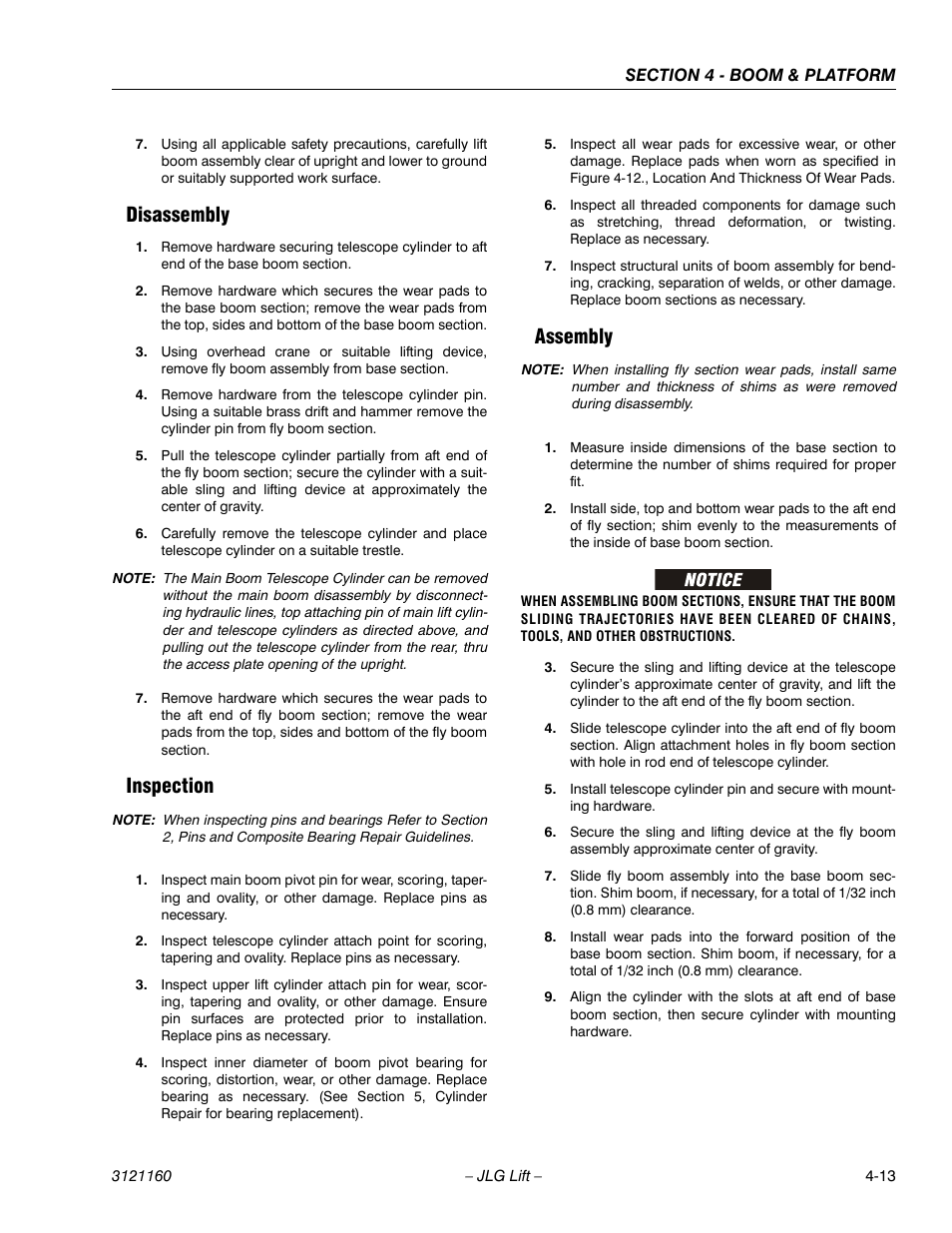 Disassembly, Inspection, Assembly | Disassembly -13 inspection -13 assembly -13 | JLG 740AJ Service Manual User Manual | Page 229 / 408