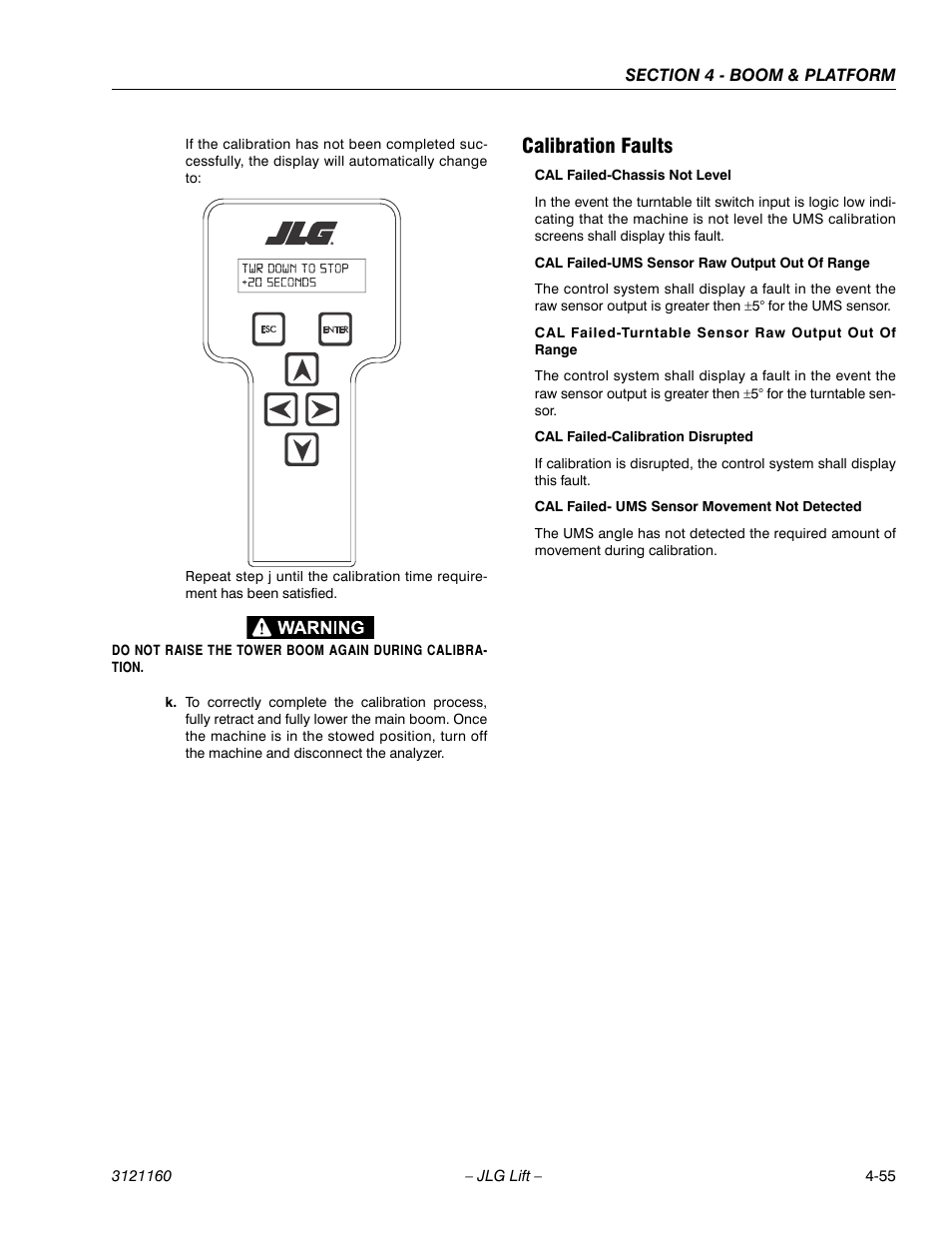 Calibration faults, Calibration faults -55 | JLG 740AJ Service Manual User Manual | Page 271 / 408