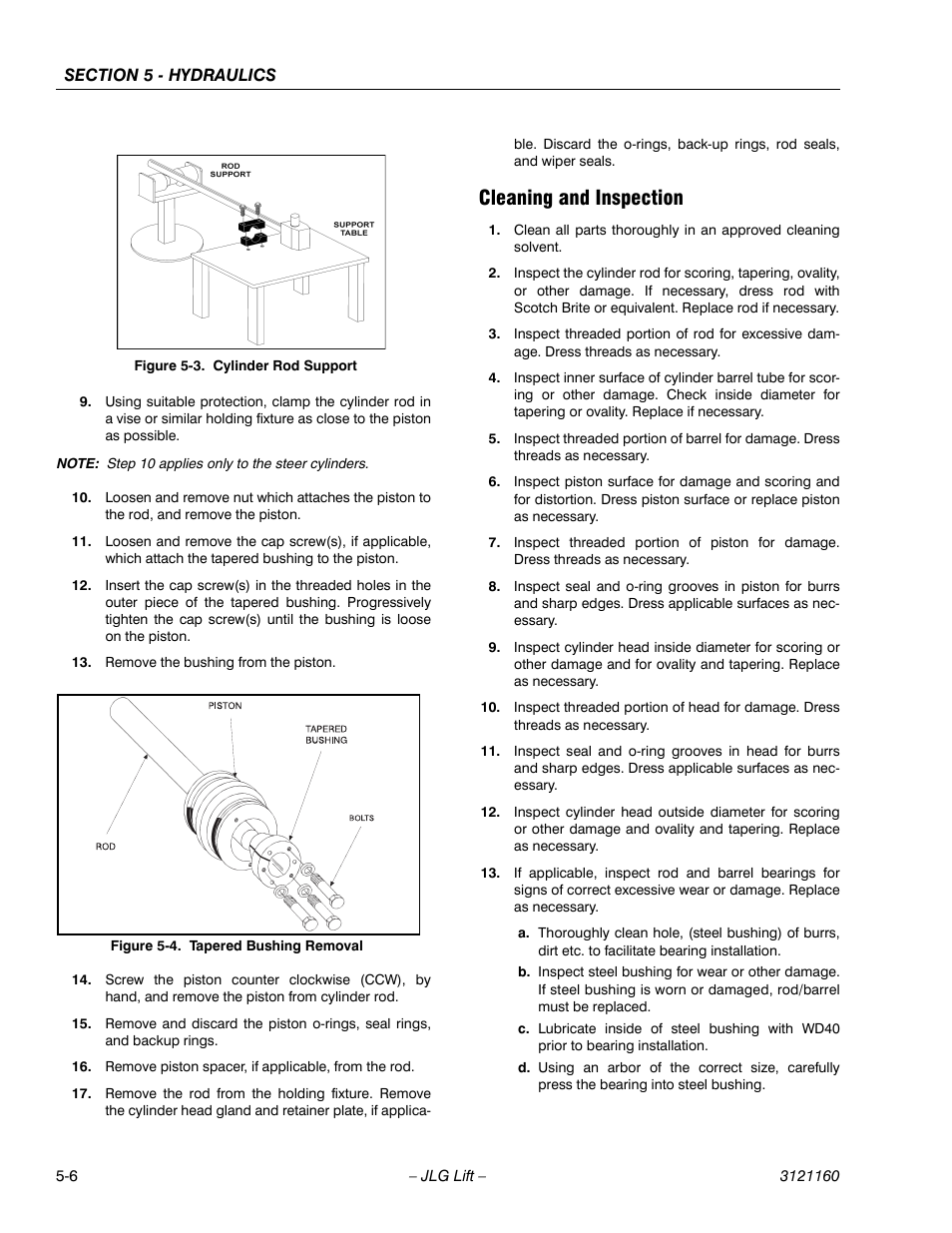 Cleaning and inspection, Cleaning and inspection -6, Cylinder rod support -6 | Tapered bushing removal -6 | JLG 740AJ Service Manual User Manual | Page 292 / 408