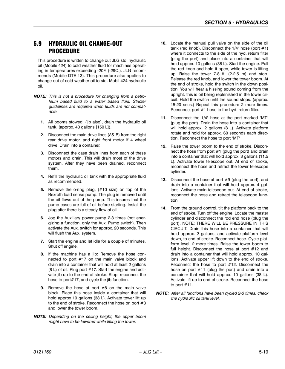 9 hydraulic oil change-out procedure, Hydraulic oil change-out procedure -19 | JLG 740AJ Service Manual User Manual | Page 305 / 408