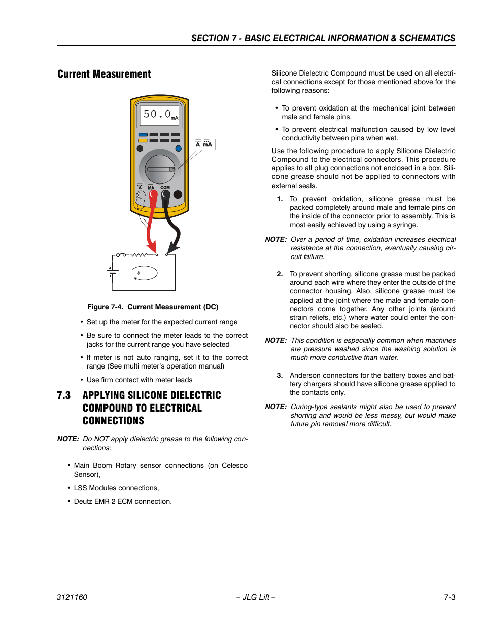 Current measurement, Current measurement -3, Current measurement (dc) -3 | JLG 740AJ Service Manual User Manual | Page 377 / 408