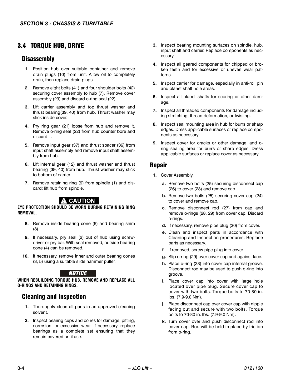 4 torque hub, drive, Disassembly, Cleaning and inspection | Repair, Torque hub, drive -4, 4 torque hub, drive disassembly | JLG 740AJ Service Manual User Manual | Page 56 / 408